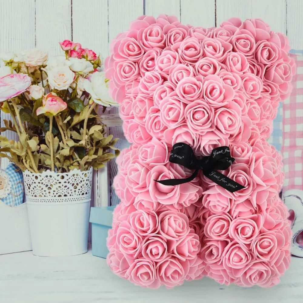 Artificial Flower Rose Bear, Rose Bear, Bear Flower, Forever Rose Immortal Flower Window Display, Anniversary Christmas Valentine'S Day Gift