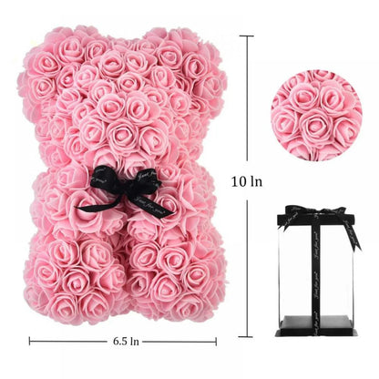 Artificial Flower Rose Bear, Rose Bear, Bear Flower, Forever Rose Immortal Flower Window Display, Anniversary Christmas Valentine'S Day Gift