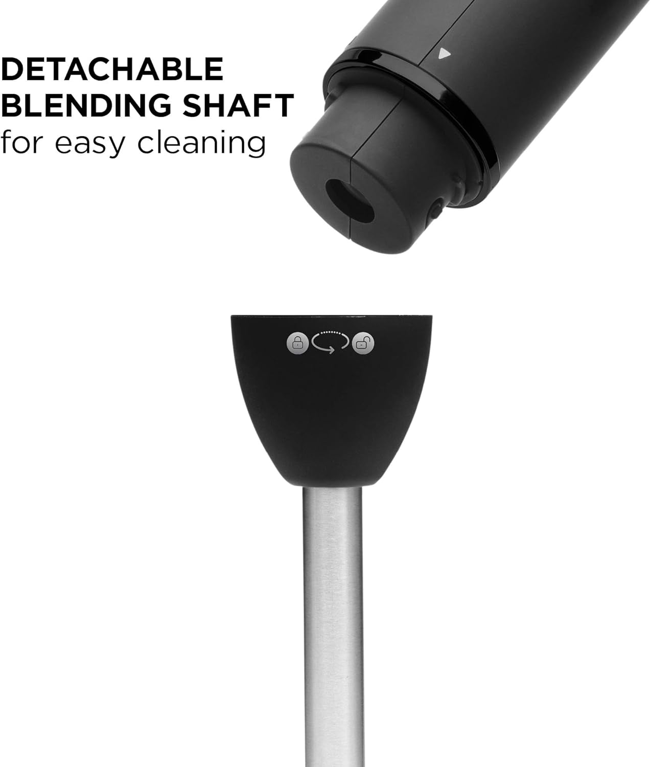 Immersion Stick Hand Blender Powerful Electric Ice Crushing 2-Speed Control Handheld Food Mixer, Purees, Smoothies, Shakes, Sauces and Soups, Black